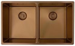 Pure.Sink Prestige Podwójny miedziany zlew 70x40cm promień 10mm, montaż podblatowy, równoległy i nakładany PPG343440-62