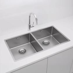 Pure.Sink Prestige Podwójny zlew ze stali nierdzewnej 82x40 cm, promień 10 mm, do montażu pod, płaskiego i górnego PPG404040-02