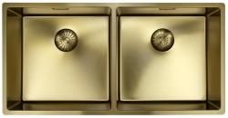 Pure.Sink Prestige Podwójny Złoty zlew 82x40 cm promień 10mm, montaż podblatowy, równoległy i nawierzchniowy PPG404040-60