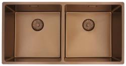 Pure.Sink Prestige Podwójny Miedziany Zlew 82x40 cm, promień 10mm, montaż podblatowy, płaski i nadblatowy PPG404040-62