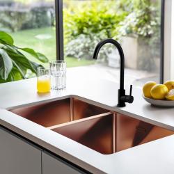 Pure.Sink Prestige Podwójny Miedziany Zlew 82x40 cm, promień 10mm, montaż podblatowy, płaski i nadblatowy PPG404040-62