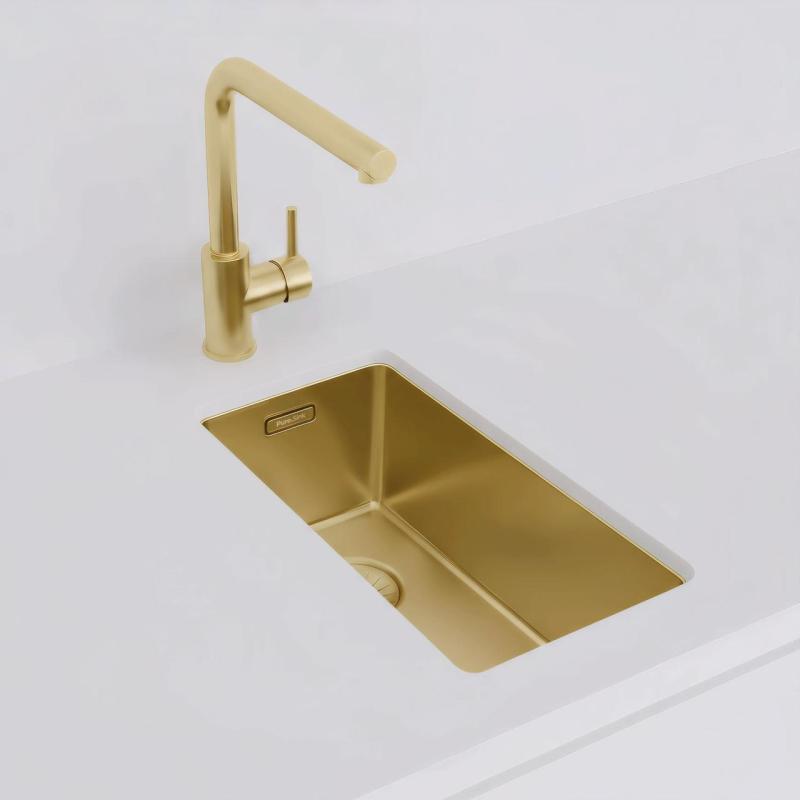 Pure.Sink Exclusivo mała złota zlewozmywak 18x40 cm promień 10mm podbudowa, montaż płaski i nadbudowa PEX1840-60