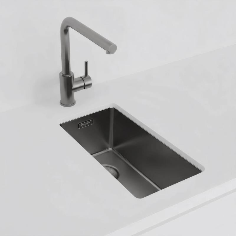 Pure.Sink Exclusivo Gun metal mały zlew 18x40 cm promień 10mm podbudowa, montaż płaski i nadbudowa PEX1840-61