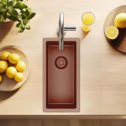Pure.Sink Exclusivo mała miedziana zlewka 18x40 cm promień 10mm, montaż podszafkowy, równoległy i montaż na wierzchu PEX1840-62