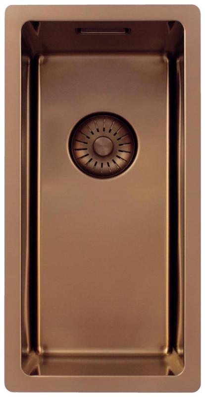 Pure.Sink Exclusivo mała miedziana zlewka 18x40 cm promień 10mm, montaż podszafkowy, równoległy i montaż na wierzchu PEX1840-62