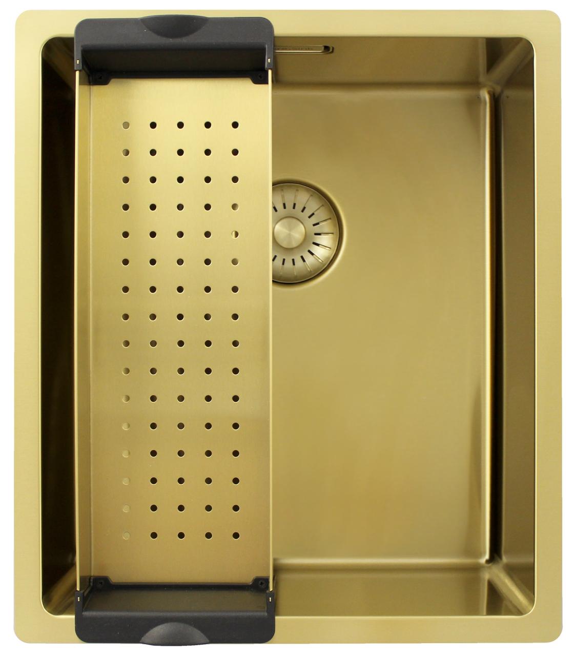 Pure.Sink Exclusivo Złoty zlew 34x40 cm 10mm promień montaż podtynkowy, montaż równoległy i montaż nawierzchniowy PEX3440-60