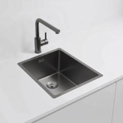 Pure.Sink Exclusivo Gun metal zlew 34x40 cm, promień 10mm, montaż podblatowy, równoległy i nadblatowy PEX3440-61