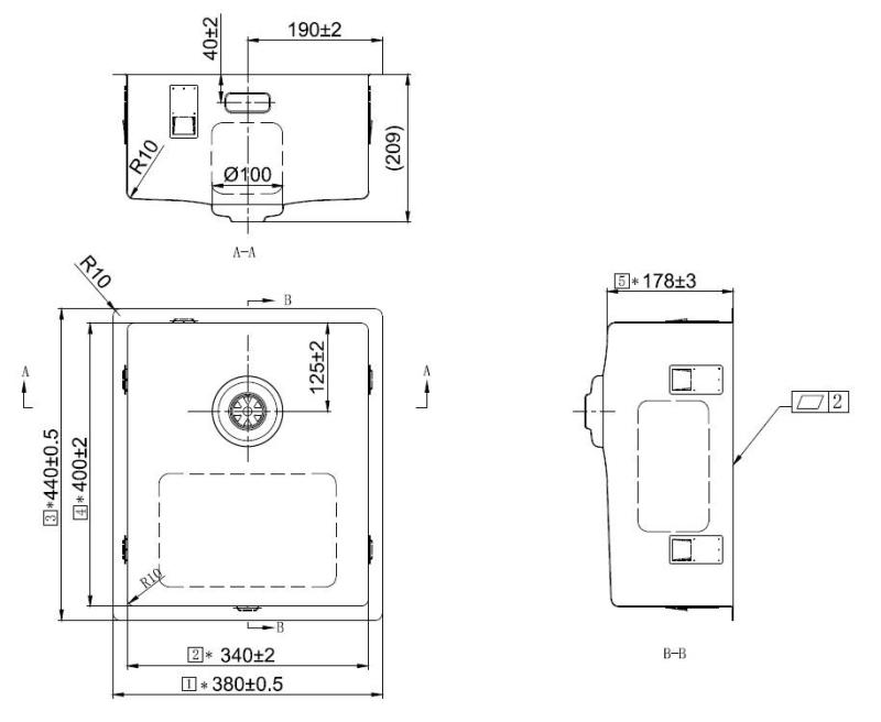 Pure.Sink Exclusivo Gun metal sink 34x40 cm 10mm radius undermount, flush mount and top mount PEX3440-61