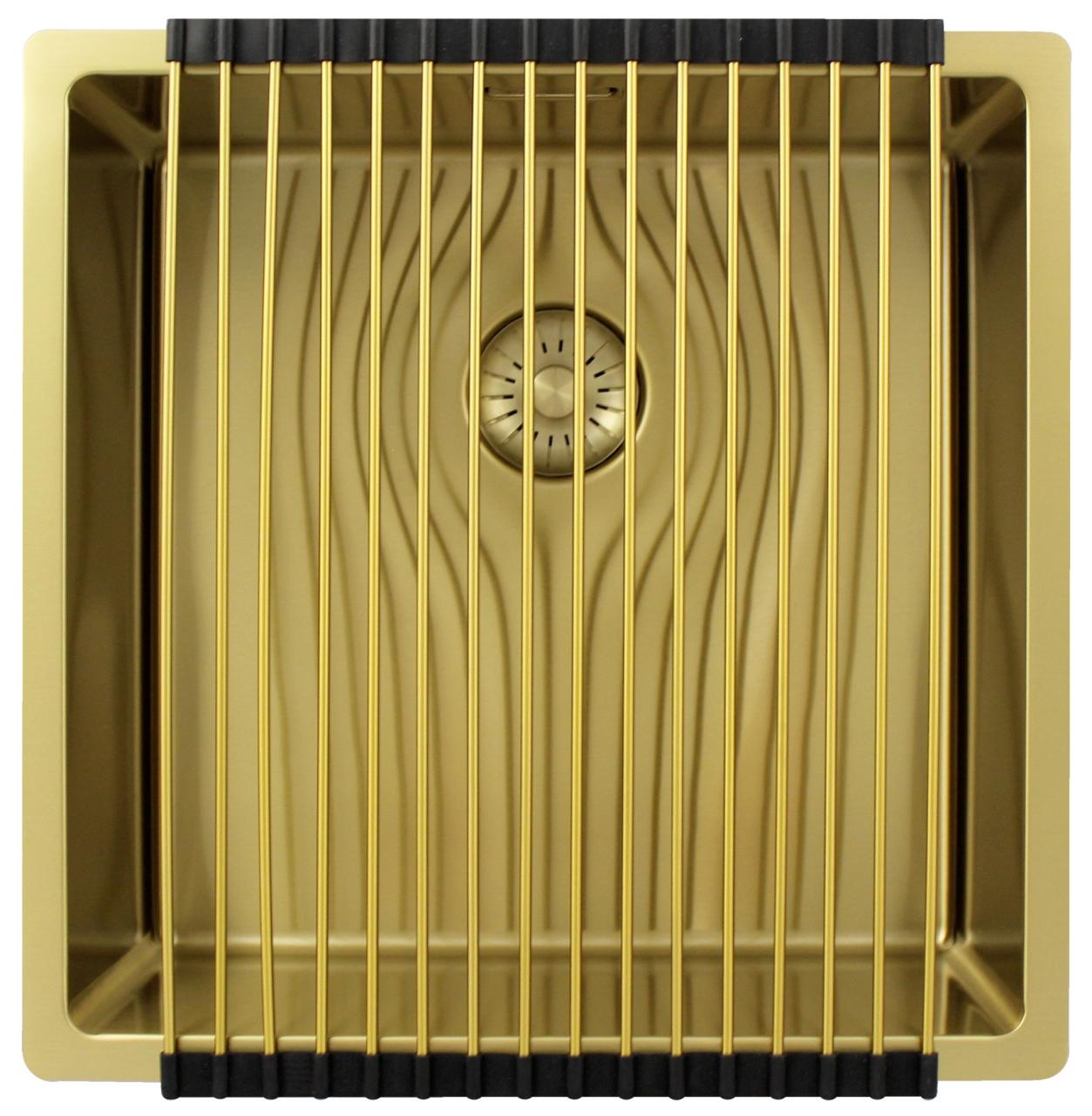 Pure.Sink Exclusivo Złoty zlew 40x40 cm promień 10mm podbudowa, montaż równoległy i nadbudowa PEX4040-60