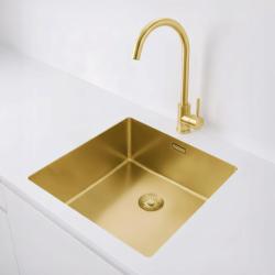 Pure.Sink Exclusivo Złoty zlew 40x40 cm promień 10mm podbudowa, montaż równoległy i nadbudowa PEX4040-60