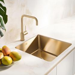 Pure.Sink Exclusivo Złoty zlew 40x40 cm promień 10mm podbudowa, montaż równoległy i nadbudowa PEX4040-60