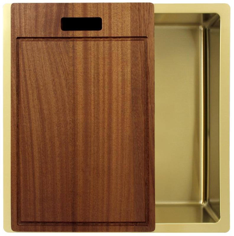 Pure.Sink Exclusivo Złoty zlew 40x40 cm promień 10mm podbudowa, montaż równoległy i nadbudowa PEX4040-60