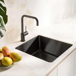 Pure.Sink Exclusivo Gun metal zlew 40x40 cm promień 10mm montaż podblatowy, montaż równy i montaż na wierzchu PEX4040-61