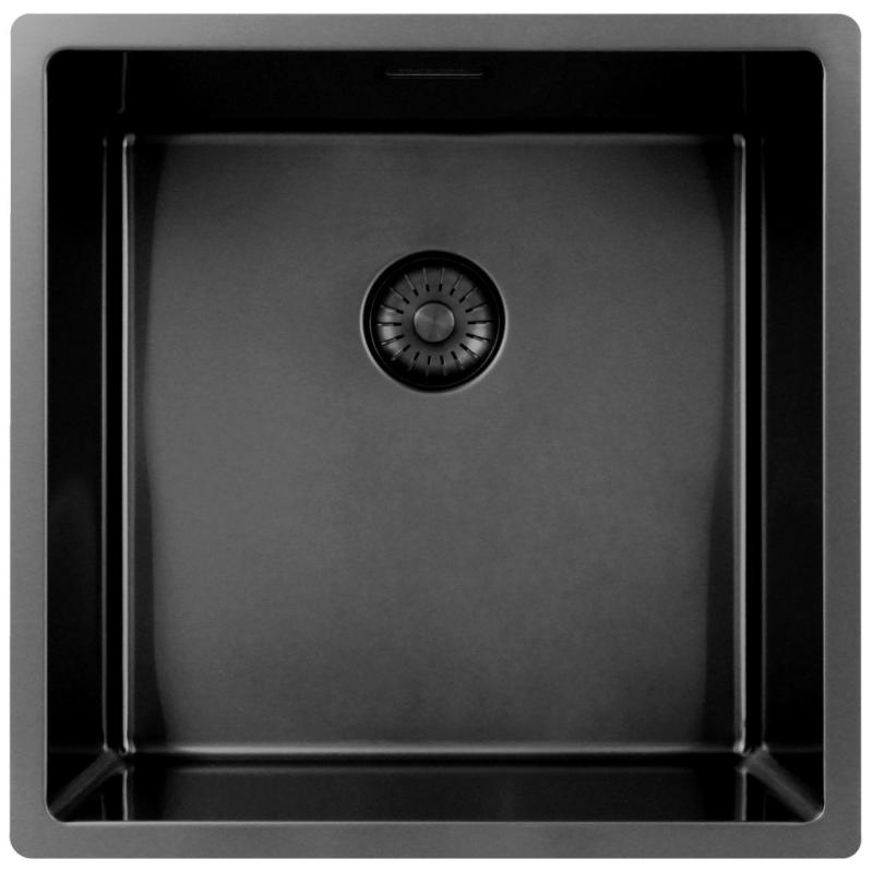 Pure.Sink Exclusivo Gun metal zlew 40x40 cm promień 10mm montaż podblatowy, montaż równy i montaż na wierzchu PEX4040-61