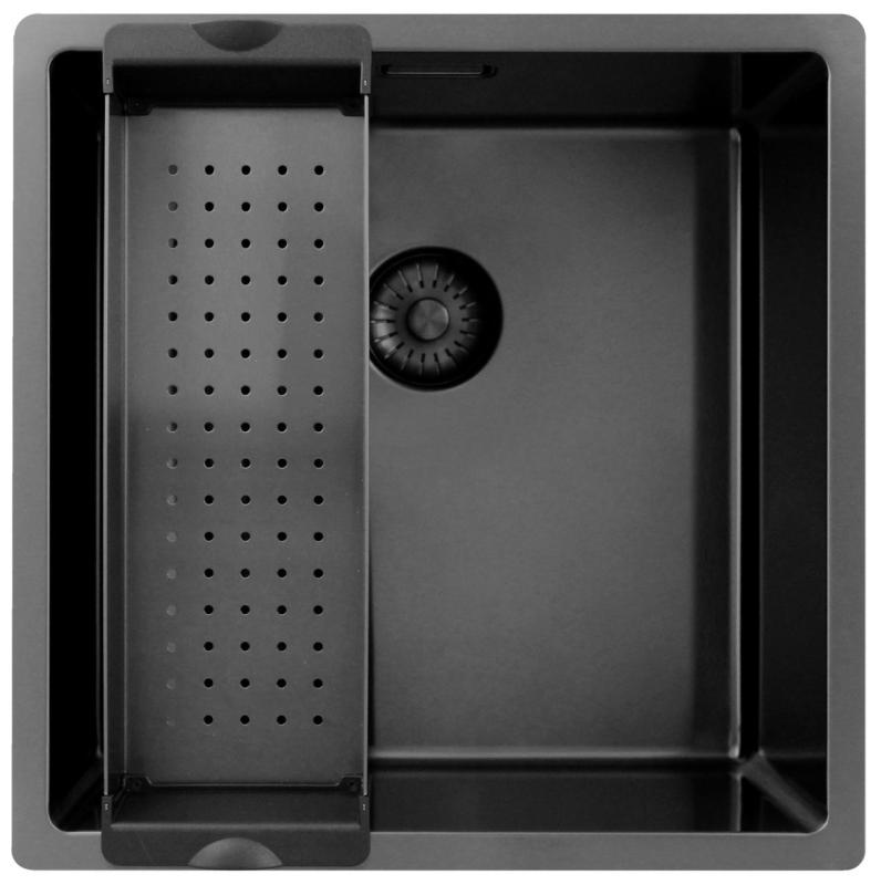 Pure.Sink Exclusivo Gun metal zlew 40x40 cm promień 10mm montaż podblatowy, montaż równy i montaż na wierzchu PEX4040-61