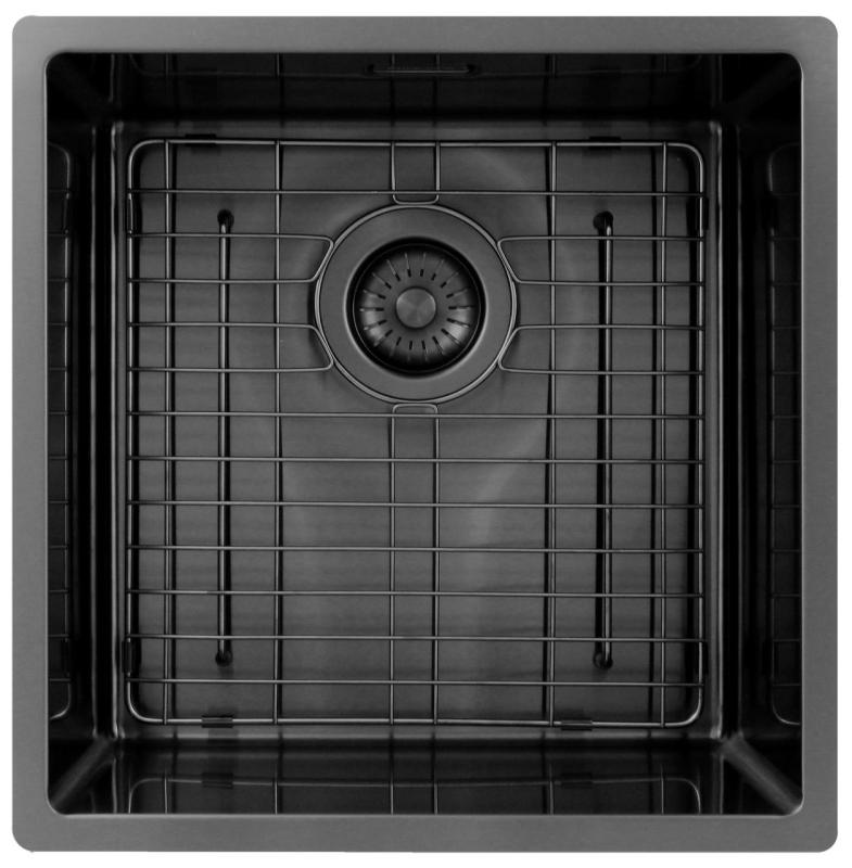 Pure.Sink Exclusivo Gun metal zlew 40x40 cm promień 10mm montaż podblatowy, montaż równy i montaż na wierzchu PEX4040-61