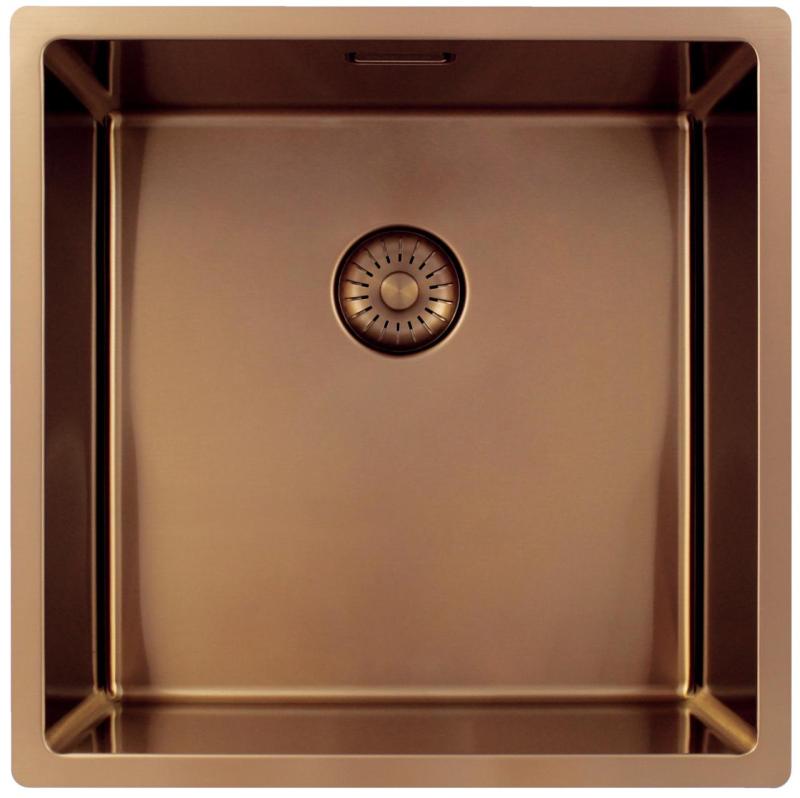 Pure.Sink Exclusivo Miedziany zlew 40x40 cm promień 10mm, montaż podblatowy, równoległy i nadblatowy PEX4040-62