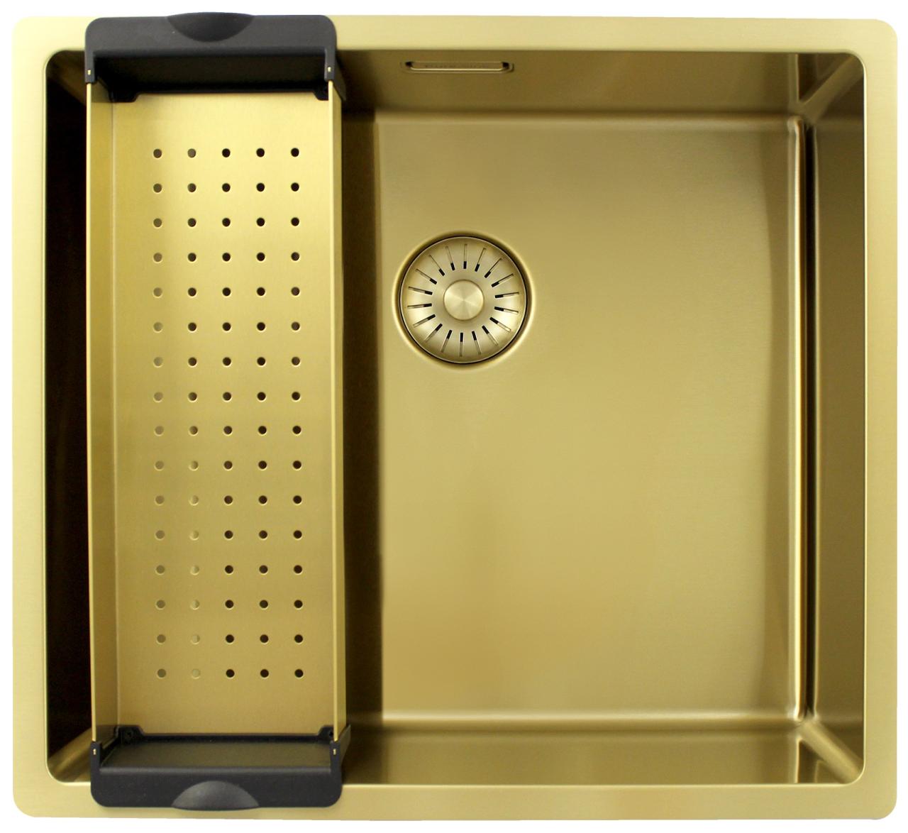 Pure.Sink Exclusivo Złoty zlew 45x40 cm, promień 10 mm, montaż podszafkowy, płaski i nadbudowa PEX4540-60