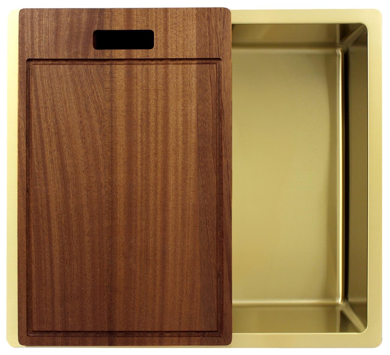 Pure.Sink Exclusivo Złoty zlew 45x40 cm, promień 10 mm, montaż podszafkowy, płaski i nadbudowa PEX4540-60