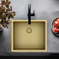 Pure.Sink Exclusivo Złoty zlew 45x40 cm, promień 10 mm, montaż podszafkowy, płaski i nadbudowa PEX4540-60