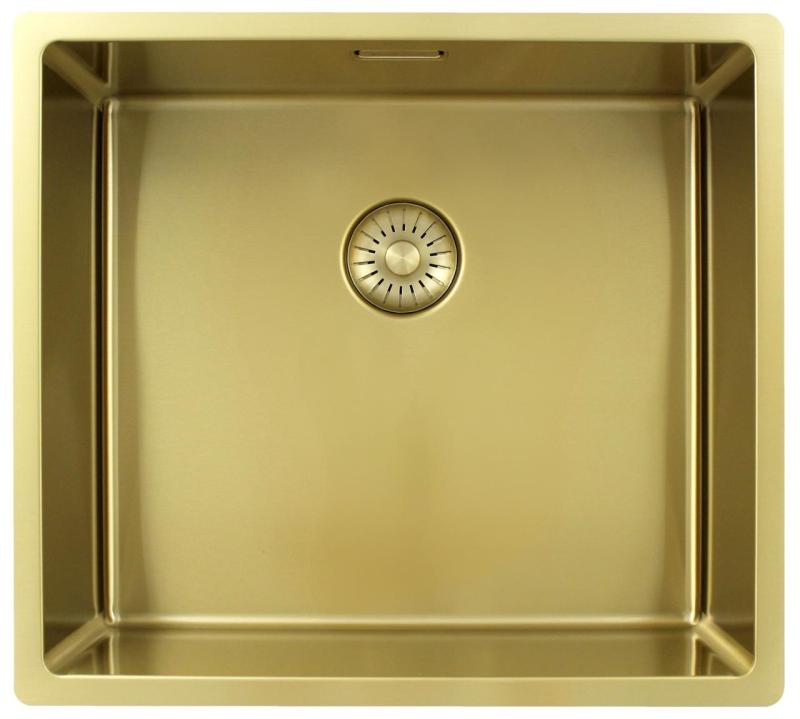 Pure.Sink Exclusivo Złoty zlew 45x40 cm, promień 10 mm, montaż podszafkowy, płaski i nadbudowa PEX4540-60