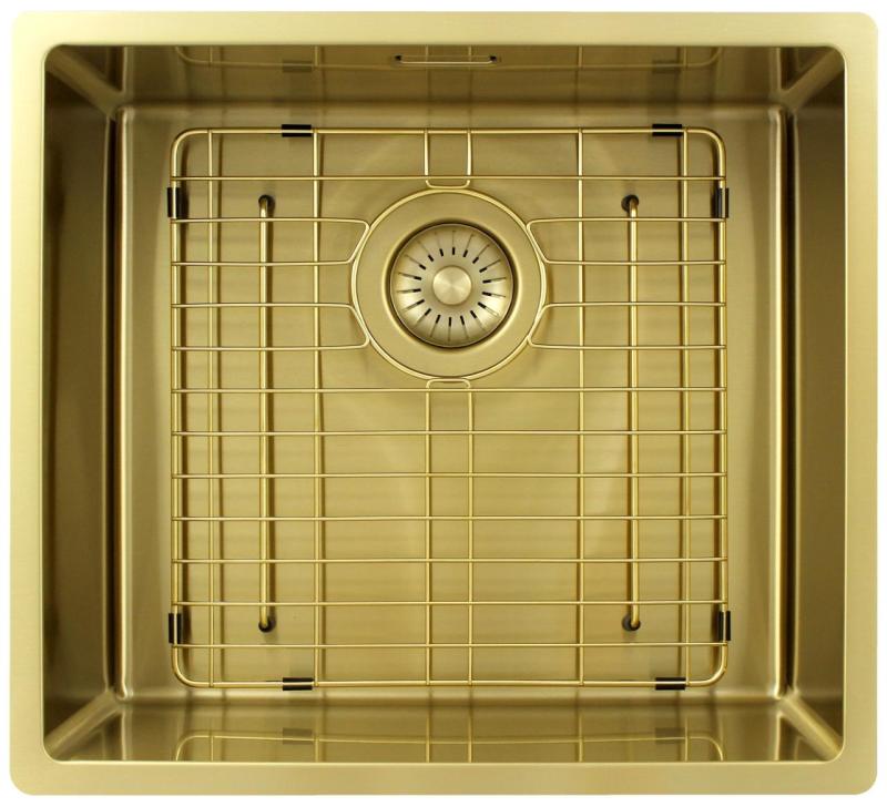 Pure.Sink Exclusivo Złoty zlew 45x40 cm, promień 10 mm, montaż podszafkowy, płaski i nadbudowa PEX4540-60