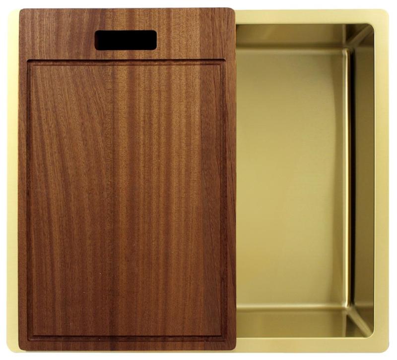 Pure.Sink Exclusivo Złoty zlew 45x40 cm, promień 10 mm, montaż podszafkowy, płaski i nadbudowa PEX4540-60