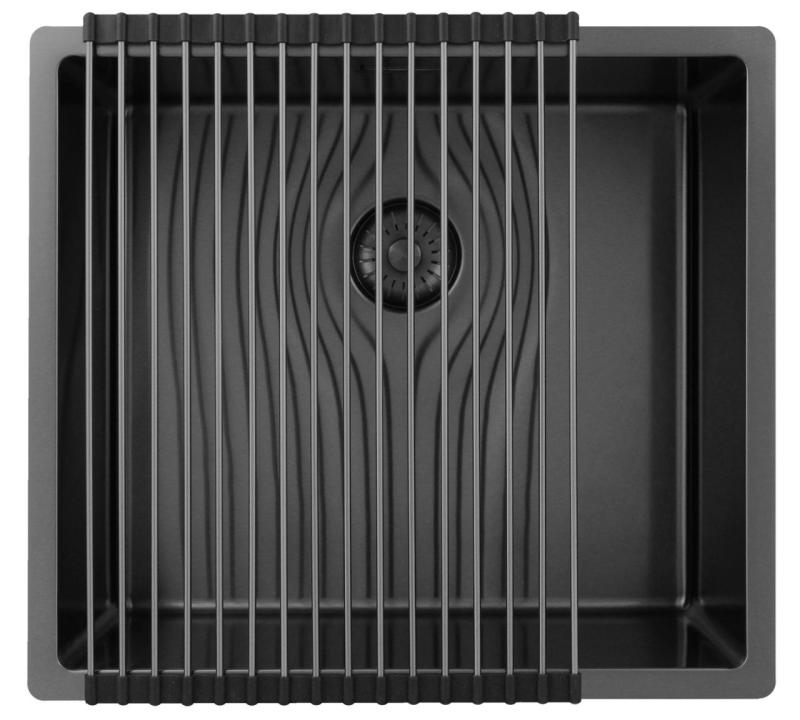 Pure.Sink Exclusivo Gun metal zlew 45x40 cm promień 10mm montaż podblatowy, montaż równy i montaż na wierzchu PEX4540-61