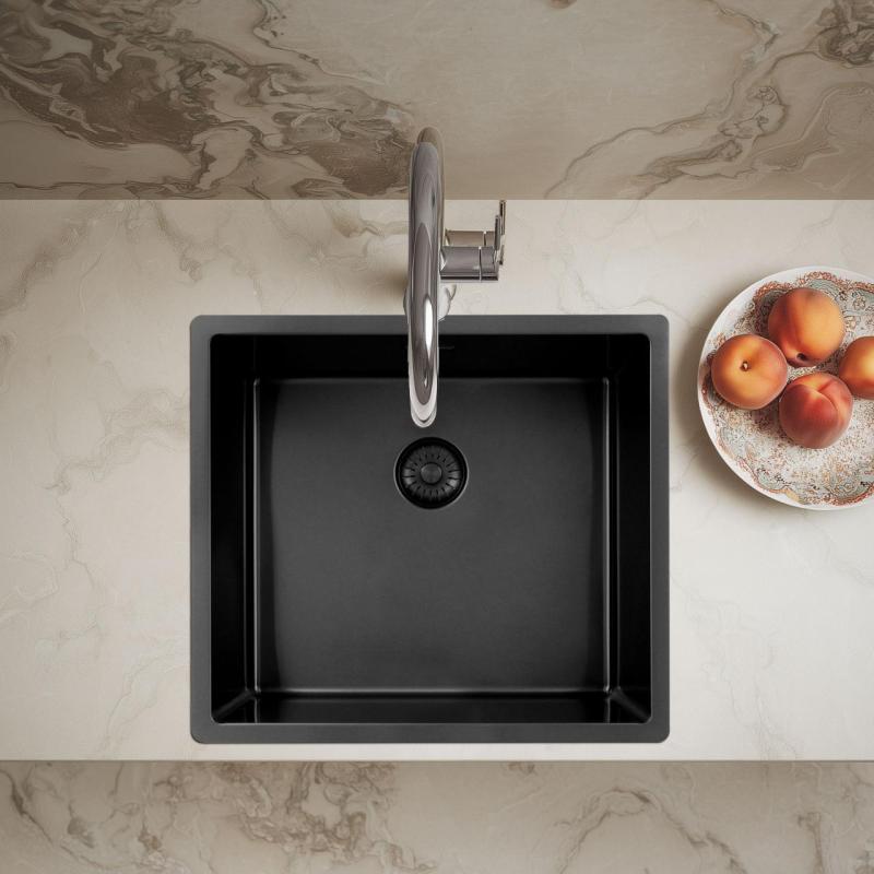 Pure.Sink Exclusivo Gun metal zlew 45x40 cm promień 10mm montaż podblatowy, montaż równy i montaż na wierzchu PEX4540-61