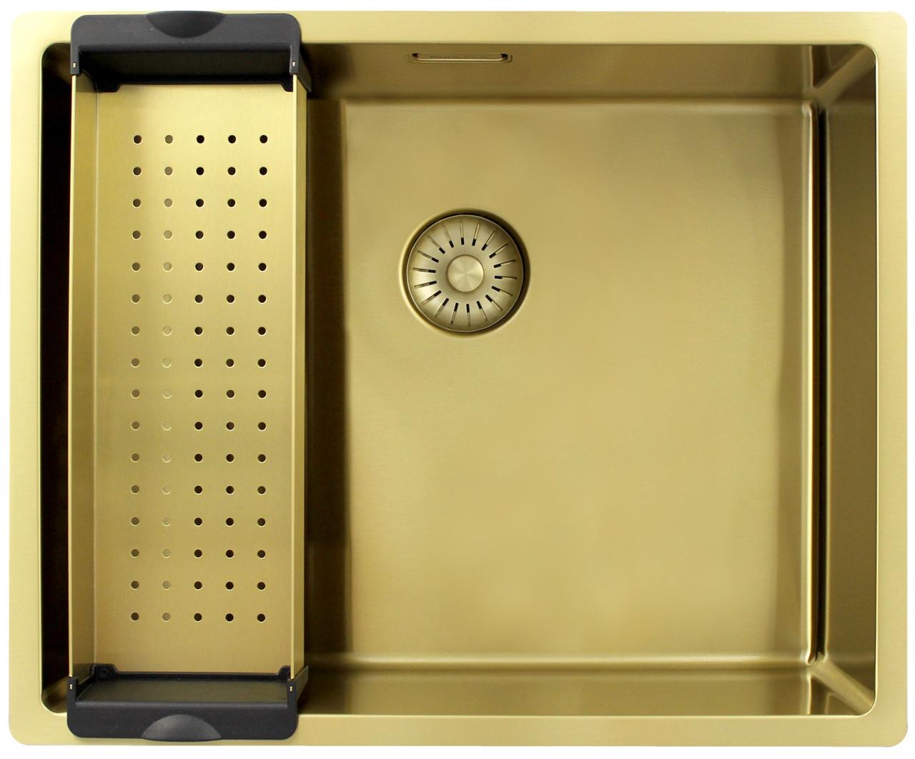 Pure.Sink Exclusivo Złoty zlew 50x40 cm promień 10mm podbudowa, montaż równoległy i nadbudowa PEX5040-60