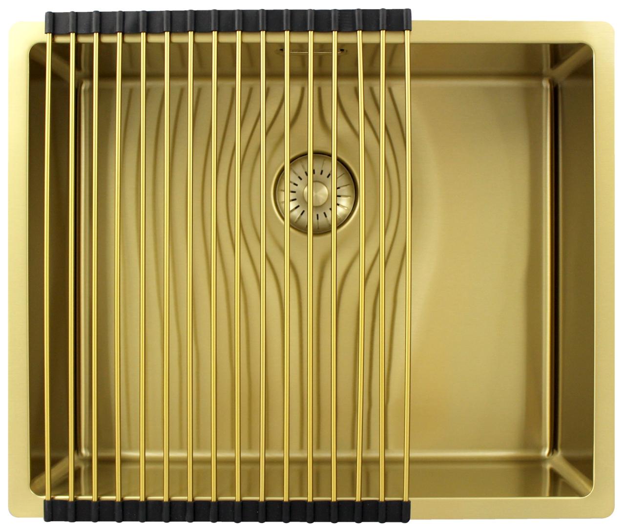 Pure.Sink Exclusivo Złoty zlew 50x40 cm promień 10mm podbudowa, montaż równoległy i nadbudowa PEX5040-60