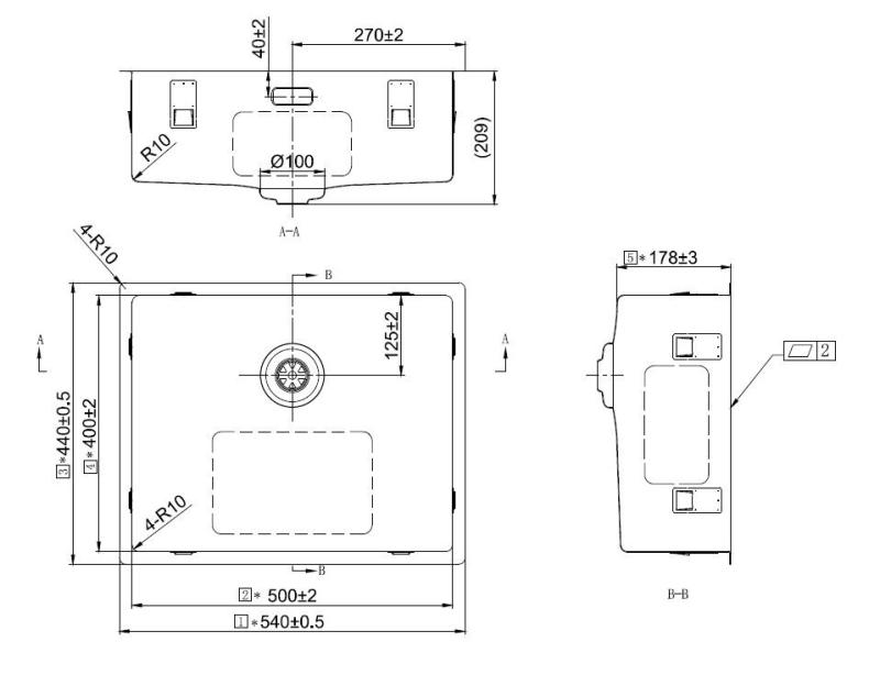 Pure.Sink Exclusivo Gold Sink 50x40 cm 10mm radius undermount, flush mount and top mount PEX5040-60