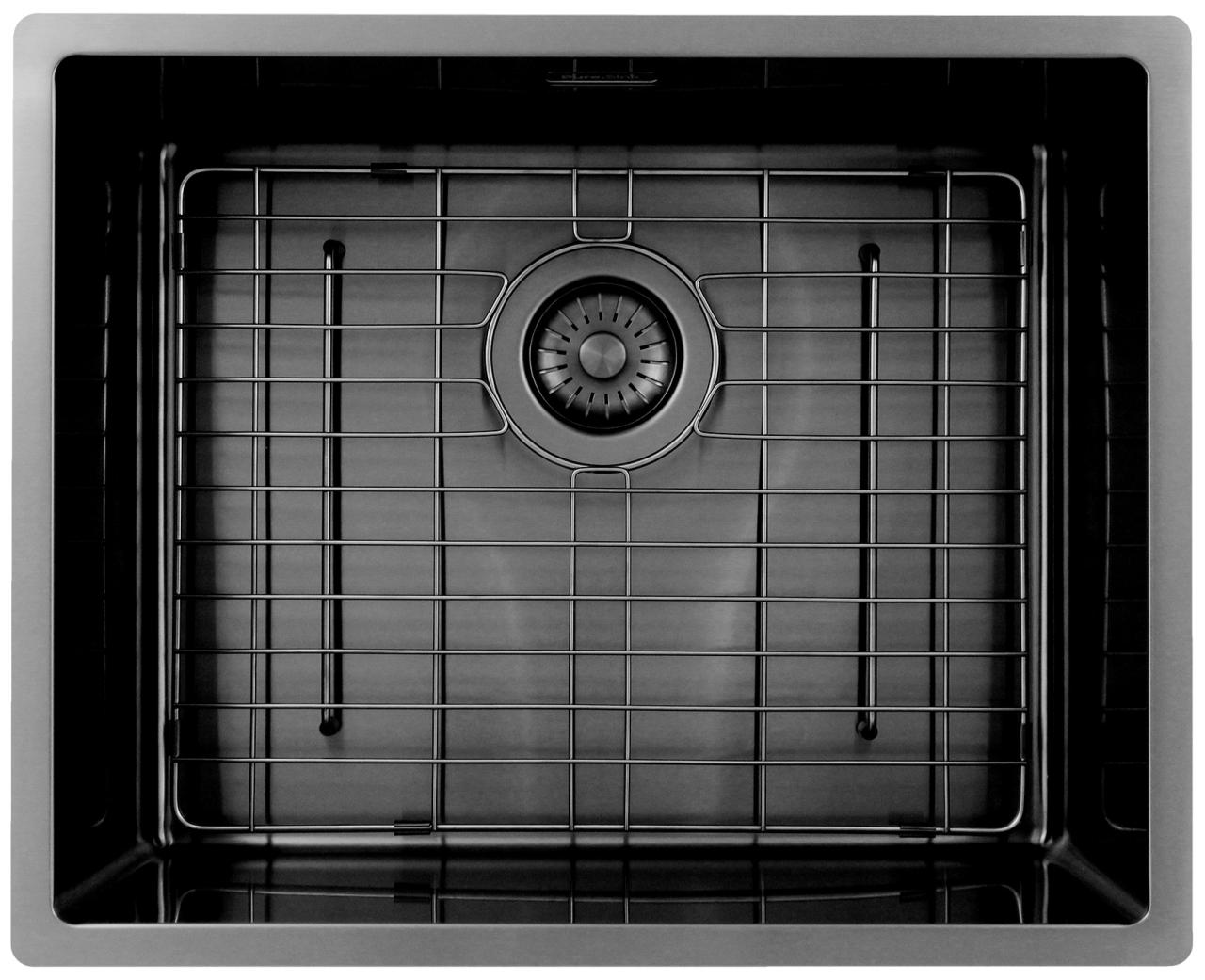 Pure.Sink Exclusivo Gun metal zlew 50x40 cm, promień 10mm, montaż podblatowy, równoległy i nadblatowy PEX5040-61