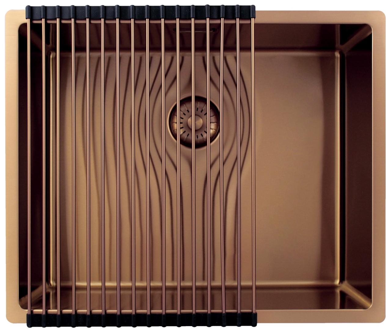 Pure.Sink Exclusivo Miedziany zlew 50x40 cm promień 10mm do montażu podszafkowego, płaskiego i nadbudowy PEX5040-62