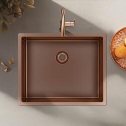 Pure.Sink Exclusivo Miedziany zlew 50x40 cm promień 10mm do montażu podszafkowego, płaskiego i nadbudowy PEX5040-62