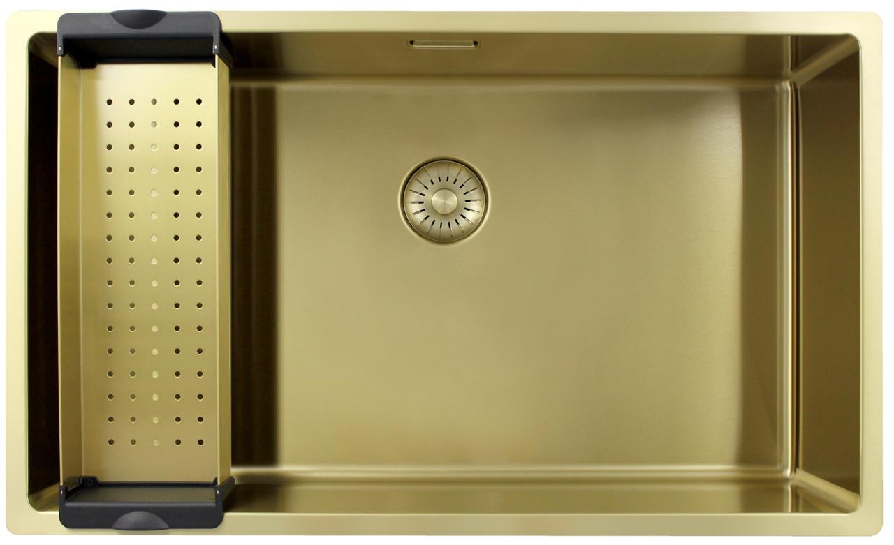 Pure.Sink Exclusivo duży złoty zlew 70x40 cm promień 10mm podbudowa, równoległa instalacja i nadbudowa PEX7040-60
