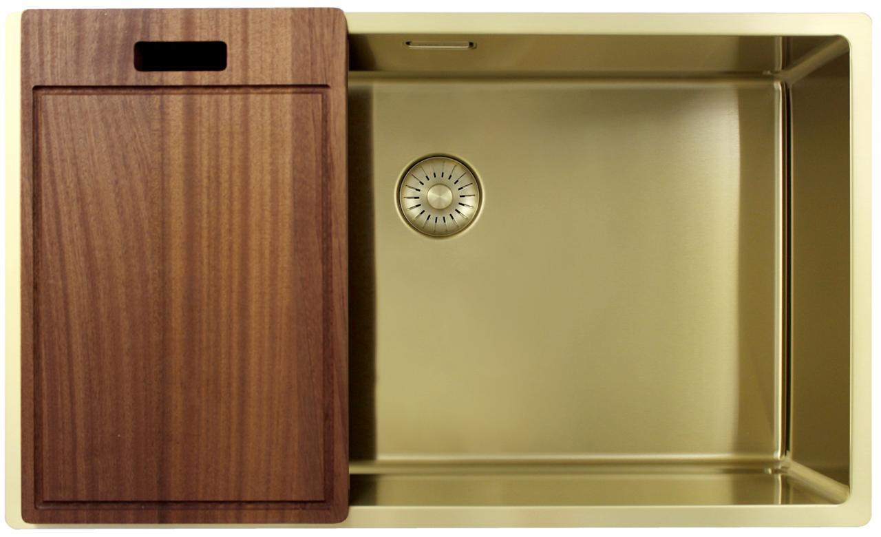 Pure.Sink Exclusivo duży złoty zlew 70x40 cm promień 10mm podbudowa, równoległa instalacja i nadbudowa PEX7040-60