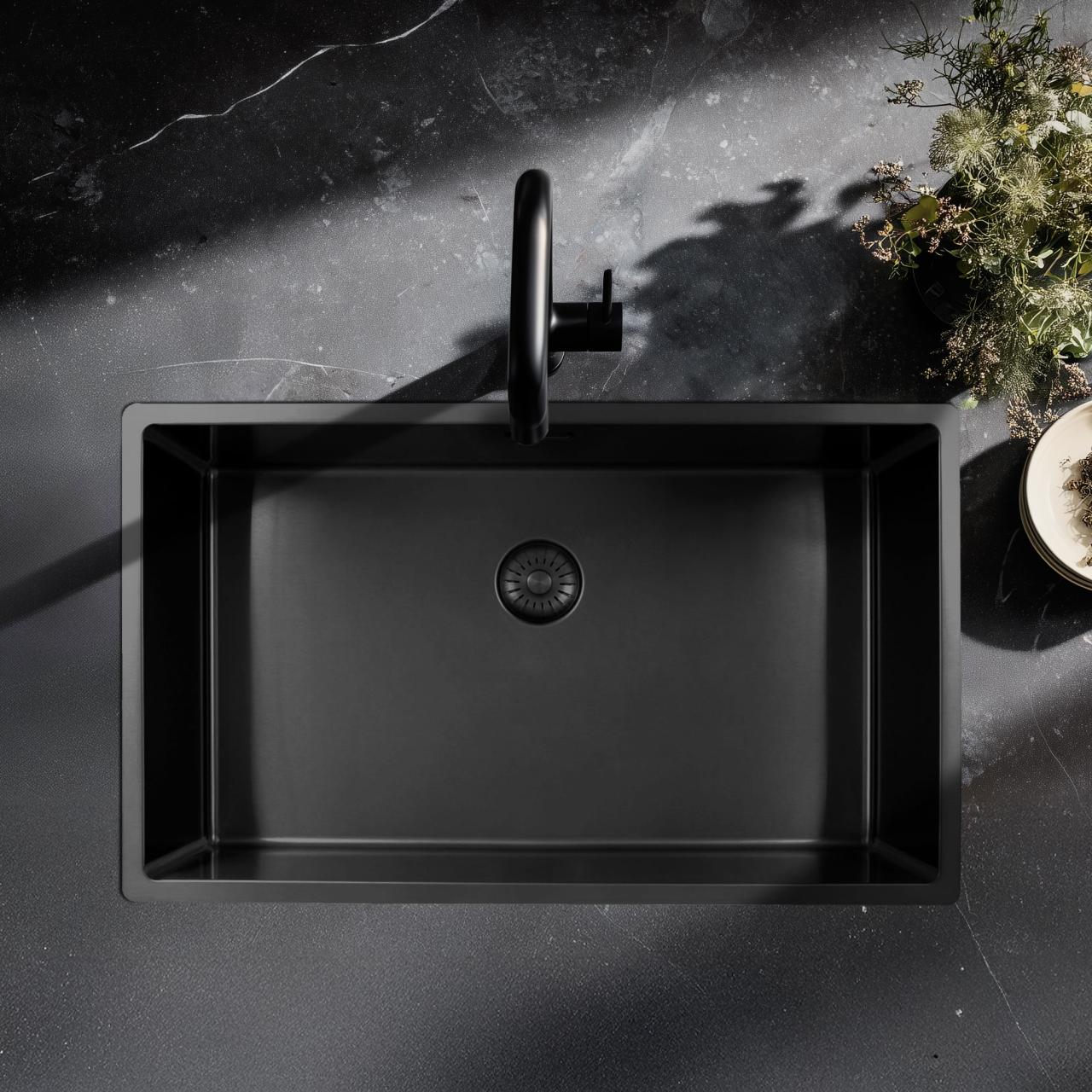 Pure.Sink Exclusivo duży zlew Gun metal 70x40 cm promień 10mm podbudowa, płaskie wbudowanie i nadbudowa PEX7040-61