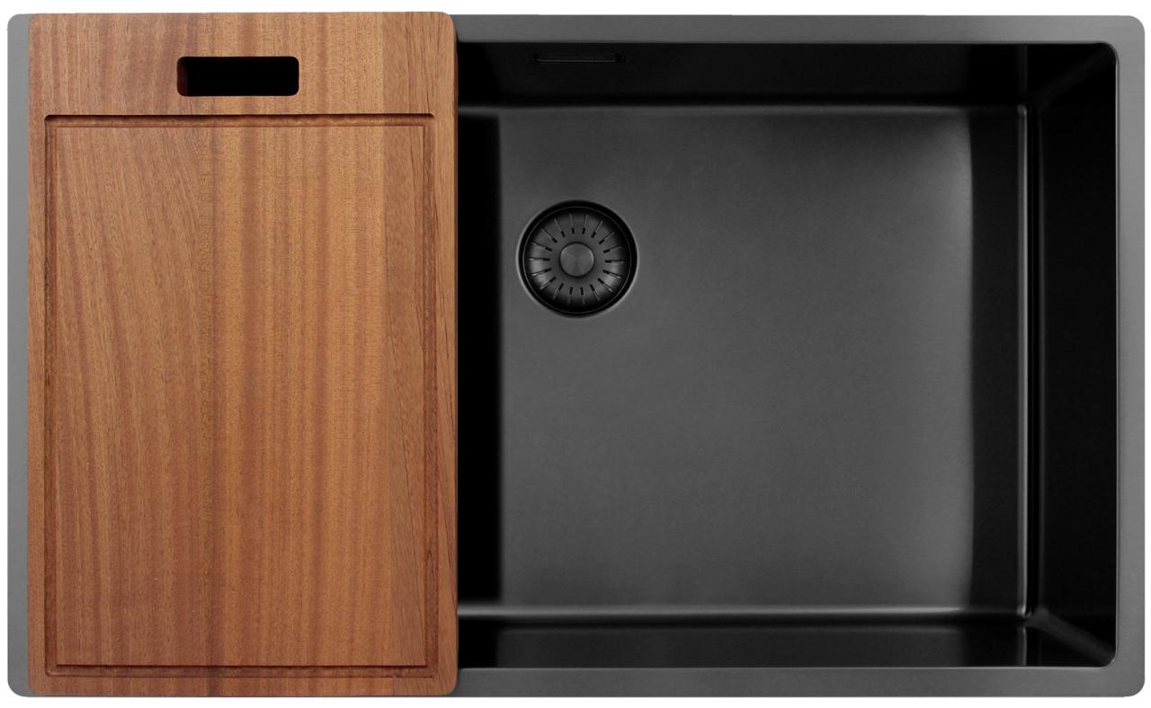 Pure.Sink Exclusivo duży zlew Gun metal 70x40 cm promień 10mm podbudowa, płaskie wbudowanie i nadbudowa PEX7040-61
