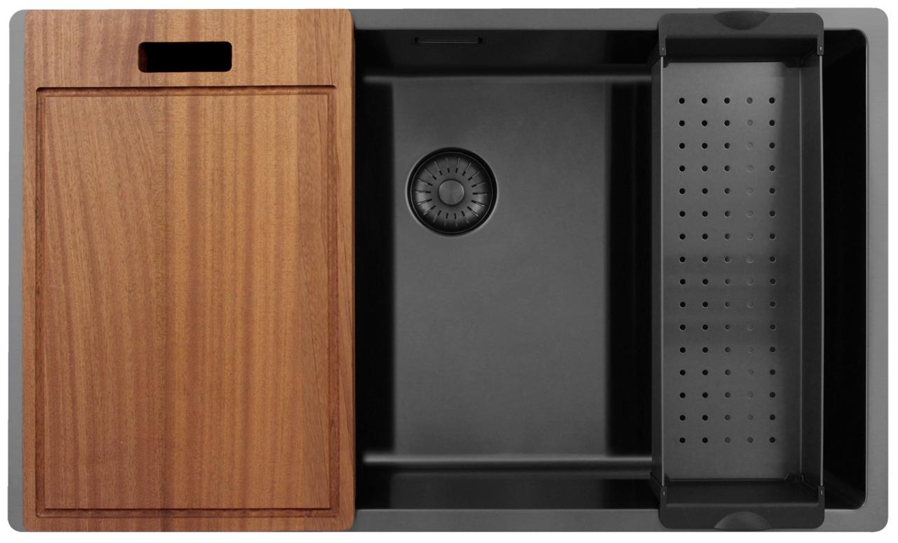 Pure.Sink Exclusivo duży zlew Gun metal 70x40 cm promień 10mm podbudowa, płaskie wbudowanie i nadbudowa PEX7040-61