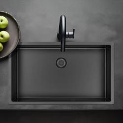Pure.Sink Exclusivo duży zlew Gun metal 70x40 cm promień 10mm podbudowa, płaskie wbudowanie i nadbudowa PEX7040-61