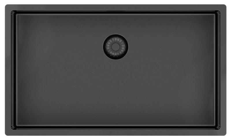 Pure.Sink Exclusivo duży zlew Gun metal 70x40 cm promień 10mm podbudowa, płaskie wbudowanie i nadbudowa PEX7040-61