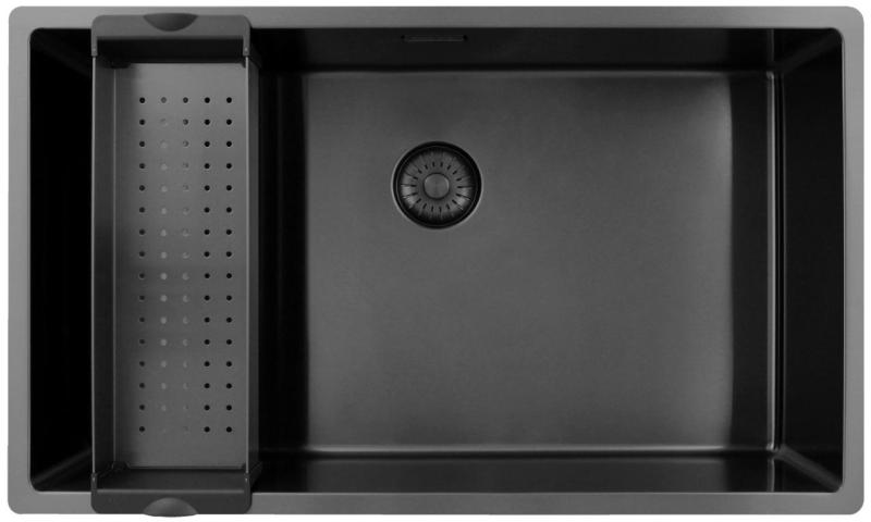 Pure.Sink Exclusivo duży zlew Gun metal 70x40 cm promień 10mm podbudowa, płaskie wbudowanie i nadbudowa PEX7040-61