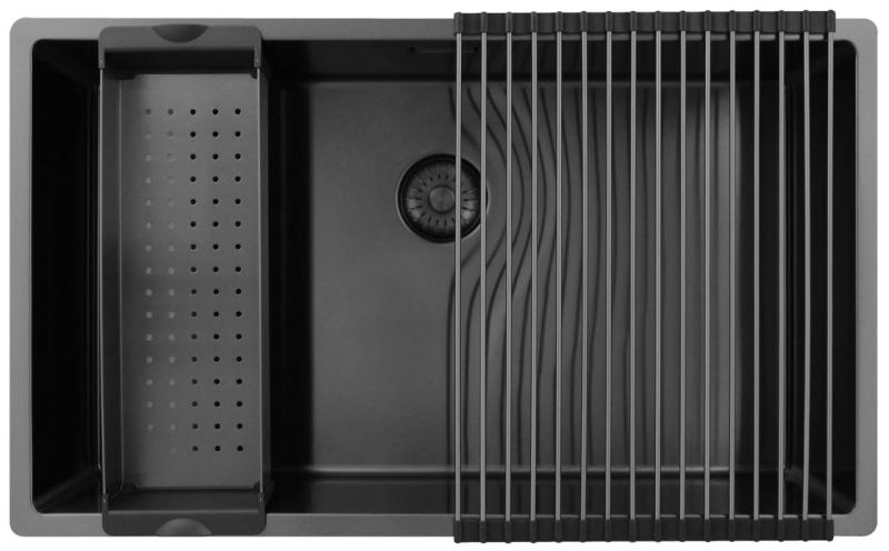 Pure.Sink Exclusivo duży zlew Gun metal 70x40 cm promień 10mm podbudowa, płaskie wbudowanie i nadbudowa PEX7040-61