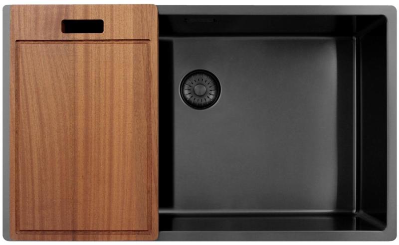 Pure.Sink Exclusivo duży zlew Gun metal 70x40 cm promień 10mm podbudowa, płaskie wbudowanie i nadbudowa PEX7040-61