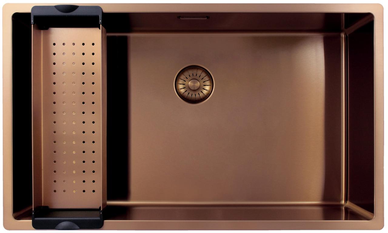 Pure.Sink Exclusivo duży miedziany zlew 70x40 cm, promień 10mm, montaż podblatowy, równoległy i górny PEX7040-62