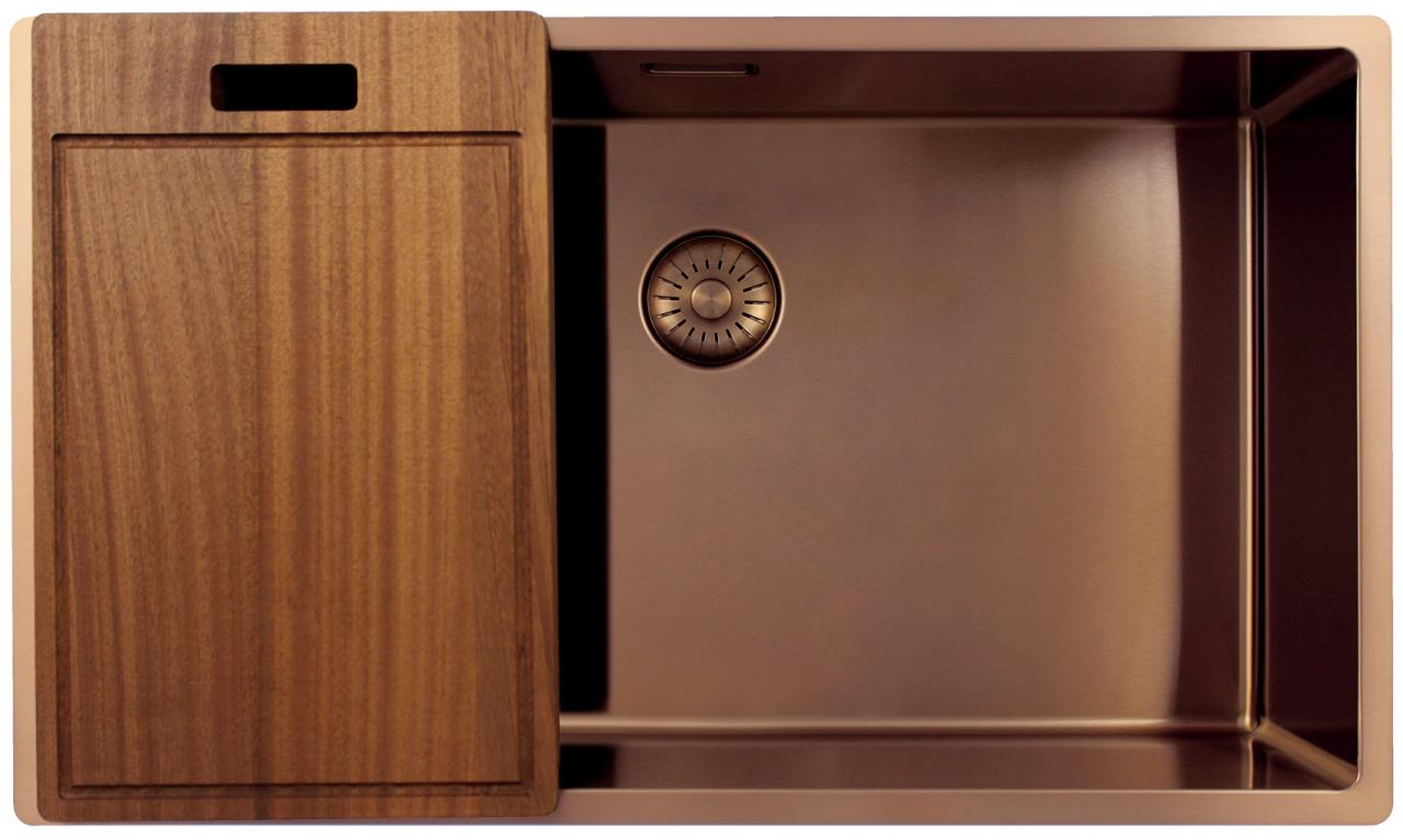 Pure.Sink Exclusivo duży miedziany zlew 70x40 cm, promień 10mm, montaż podblatowy, równoległy i górny PEX7040-62