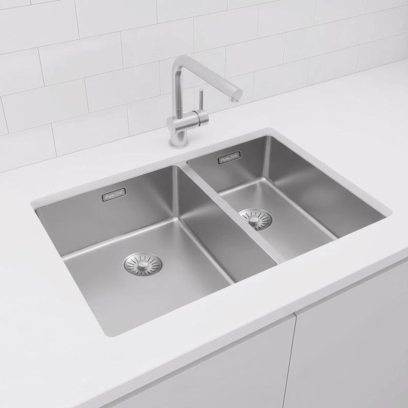 Pure.Sink Exclusivo RVS 1,5 półtora zlewozmywak 34+18 cm promień 10mm PEX341840-02