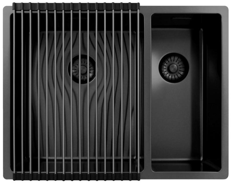 Pure.Sink Exclusivo Gun Metal 1,5 półtorakomorowy zlewozmywak 34+18 cm promień 10mm PEX341840-61