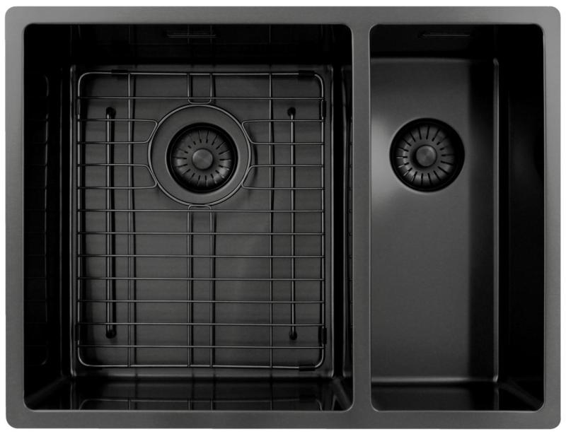 Pure.Sink Exclusivo Gun Metal 1,5 półtorakomorowy zlewozmywak 34+18 cm promień 10mm PEX341840-61